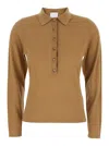 Allude Beige Polo Style Sweater With Classic Collar