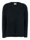 Allude Black Crewneck Sweater With Dropped Shoulders In Cashmere Woman In Blue