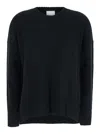 Allude Black Crewneck Sweater With Dropped Shoulders In Black