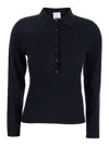 Allude Black Polo Style Sweater With Classic Collar In Black