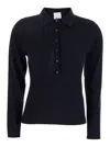 Allude Black Polo Style Sweater With Classic Collar In Black