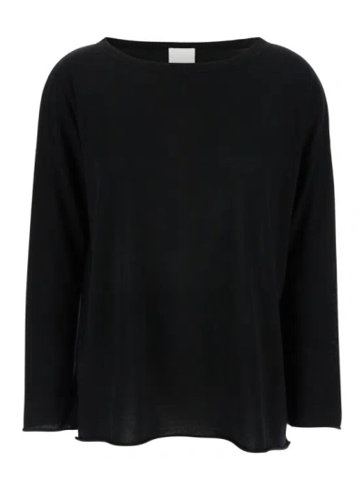 Allude Black Pullover With Boart Neckline In Wool Woman