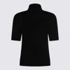 Allude Short-sleeve Turtleneck Sweater In Black