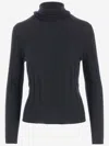 Allude Black Wool Pullover Sweaters In Black