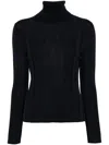 Allude Black Wool Turtleneck In Black