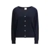 Allude V-neck Button Cardigan In Blue