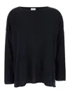 Allude Black Pullover With Boart Neckline In Wool Woman In Blu