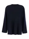 Allude Blue Relaxed Crewneck Sweater In Cashmere Woman In Black