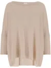 Allude Wool Blend Pullover With Rhinestones And Studs In Nude