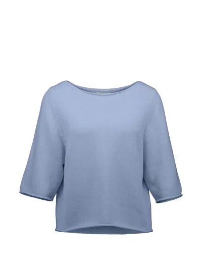 Allude Boatneck Knitted Sweater In Blue