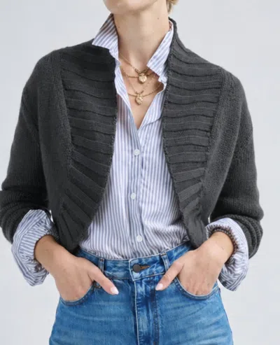 Allude Bolero Long Sleeve Cardigan In Dark Grey In Gray