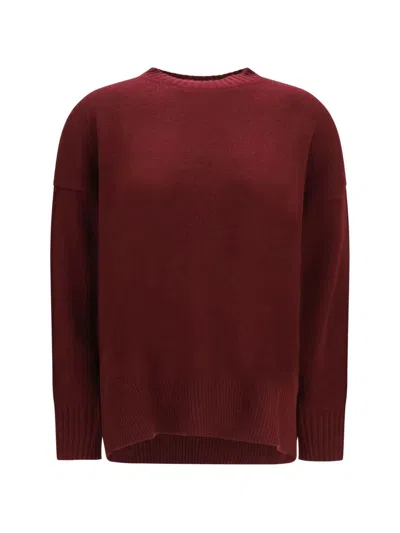 Allude Bordeaux Cashmere Crew Neck Sweater In Burgundy