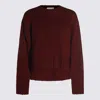 Allude Crew-neck Ribbed-knit Sweater In Burgundy