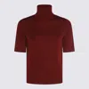 Allude Turtleneck Short-sleeve Sweater In Red