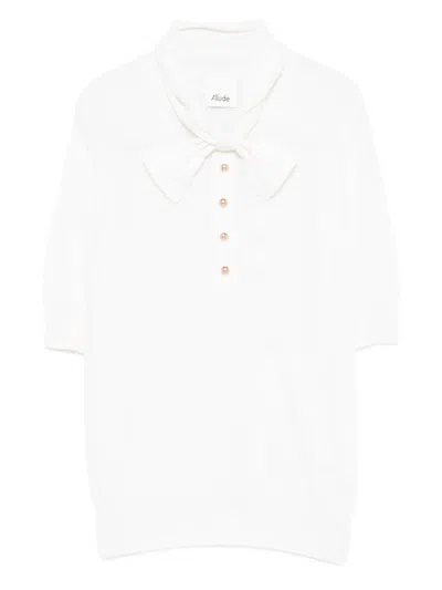 Allude Bow Buttoned Pullover In White