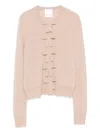Allude Bow-detail Cashmere Cardigan In Pink