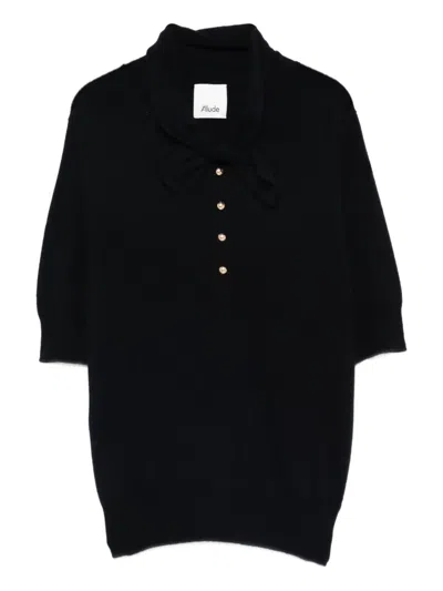 Allude Bow-detailed Button Pullover In Black