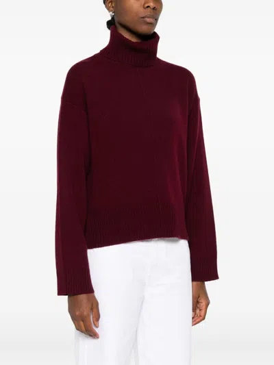 ALLUDE ALLUDE BURGUNDY SWEATER WITH HIGH NECK