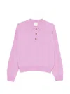 Allude Button Collared Pullover In Pink