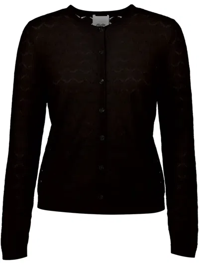 Allude Button-down Cardigan In Black