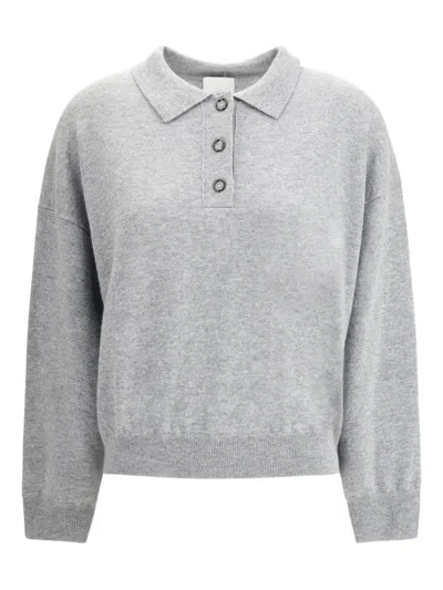 ALLUDE BUTTON-FASTENING POLO TOP
