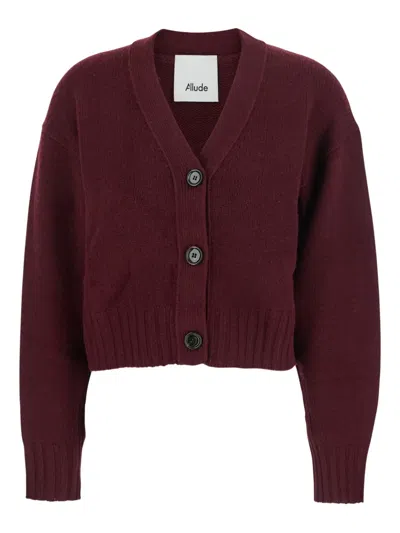 Allude Button-front Cashmere Cardigan In Red