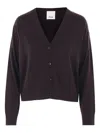 Allude Button-front V-neck Cardigan In Brown