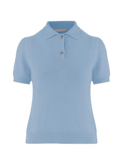 Allude Button Short-sleeves Polo Shirt In Blue