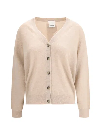 Allude Button V-neck Cardigan In Animal Print