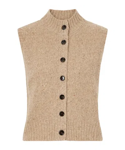 Allude Button-down Cashmere Vest In Brown