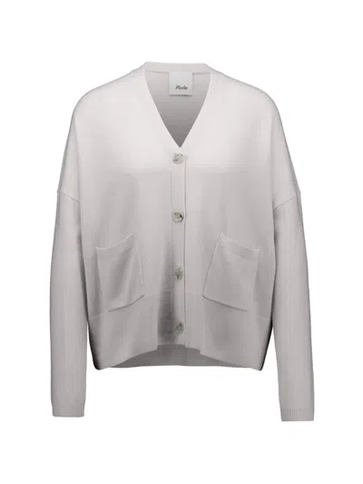 Allude Buttoned Pockets Cardigan In White