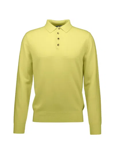 Allude Buttoned Polo Sweater In Green