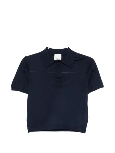 Allude Buttoned Polo Top In Blue