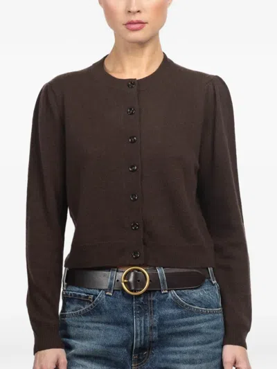 Allude Buttoned Shoulder Cardigan In Brown