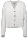 Allude Buttoned V-neck Cardigan In White
