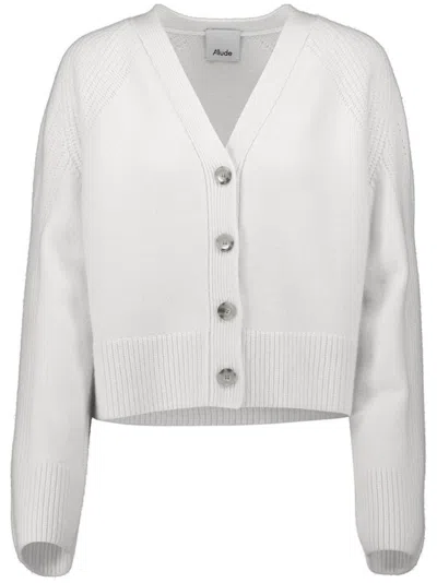 Allude Buttoned V-neck Cardigan In White
