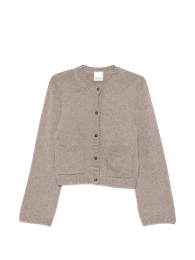 Allude Button-up Patch-pocket Cardigan In Brown