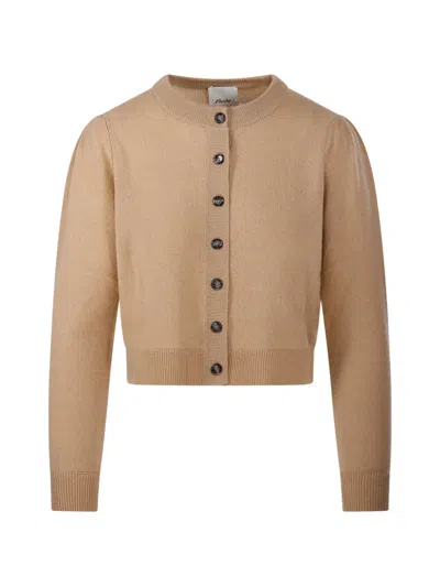 Allude Button-up Puff-sleeve Cardigan In Nude