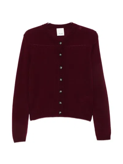 Allude Button-up Ribbed-trim Cardigan In Burgundy