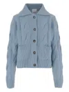Allude Cashmere And Silk Cardigan With Braided Pattern In Blue
