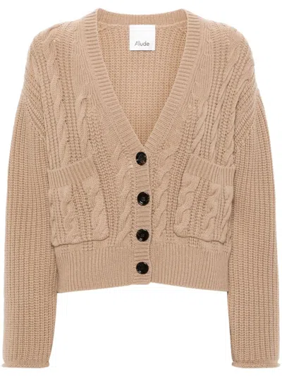 Allude Cable-knit Cardigan In Beige
