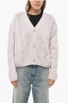 Allude Cable Knit Cashmere Blend Cardigan In Neutral