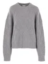 Allude Cable-knit Crew-neck Sweater In Gray