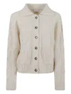 Allude Cable-knit Pocket Cardigan In White