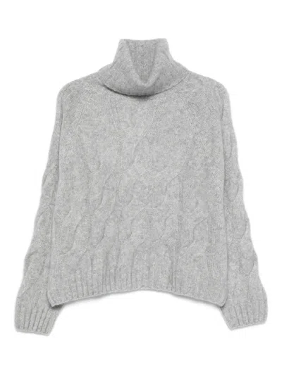 Allude Cable-knit Roll-neck Sweater In Gray
