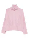 Allude Cable-knit Roll-neck Sweater In Pink