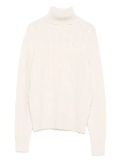 ALLUDE CABLE-KNIT TURTLENECK SWEATER
