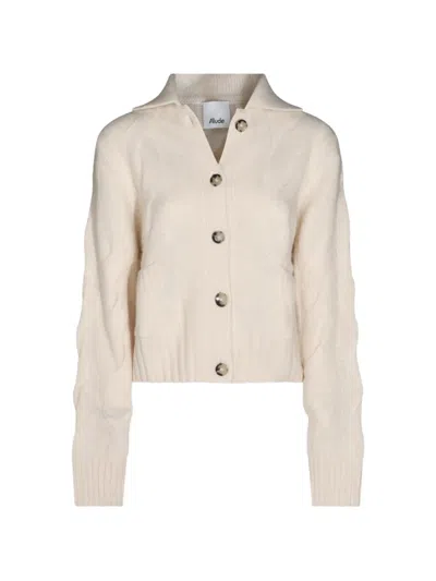 Allude Cable-knit Button-up Cardigan In Gold