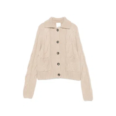 Allude Cable-knit Button-up Cardigan In Neutral