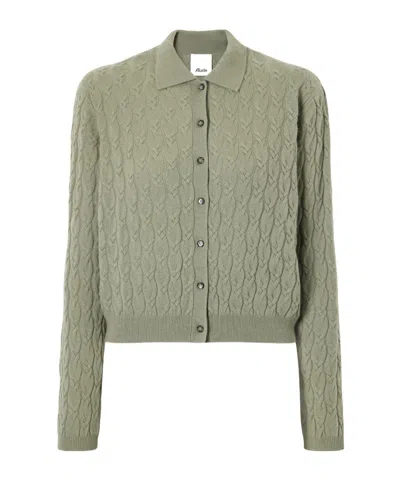 Allude Cable-knit Cashmere Cardigan In Green